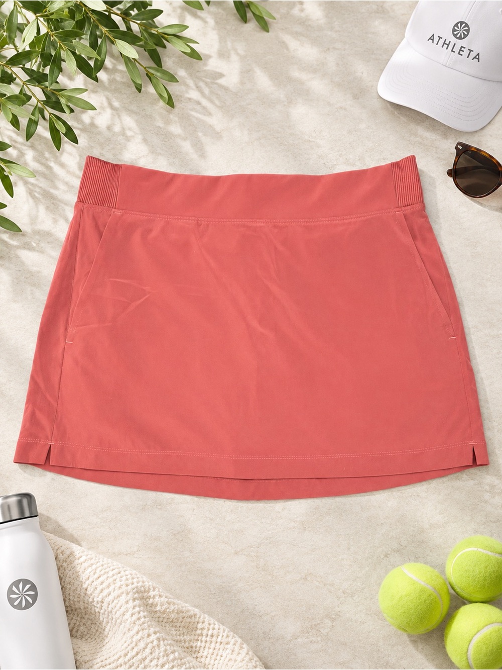 Athleta Coral Pink Performance Skort Size 10 Stretch Rib Waist Golf Tennis Trave